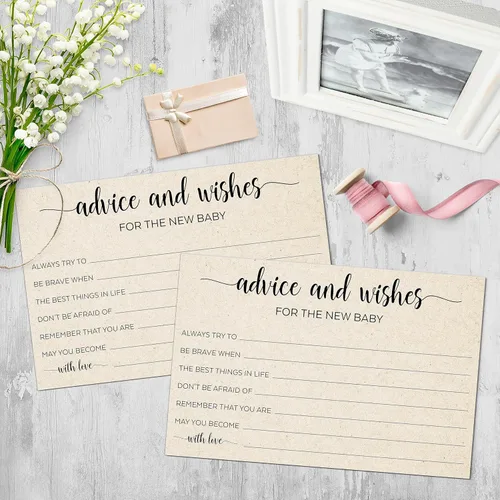 Miniatura 3 de 321Done Advice and Wishes for The New Baby, Made in USA - 4 x 6 bronceado, tarjetas de consejos para juegos de baby shower, papel kraft rústico