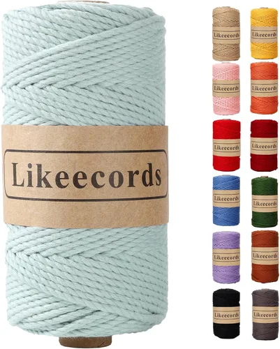Miniatura 17 de Likeecords Cordón de algodón para macramé de 3mm x 100 metros, hilo torcido de 3 hebras, cuerda de macramé, hilo de algodón para macramé, cuerda