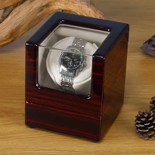 Miniatura 8 de CHIYODA Bobinadora de reloj para relojes automáticos individuales Caja de madera maciza con motores Mabuchi