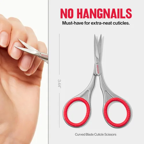 Miniatura 6 de Revlon Tijeras para cutículas, hoja curvada de acero inoxidable ultrafina para cutículas limpias y recortes de uñas colgantes, herramienta