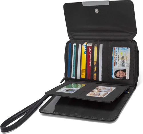 Miniatura 2 de MUNDI - Cartera de mano espaciosa con correa extraíble para la muñeca y función de bloqueo RFID para mujer negro L