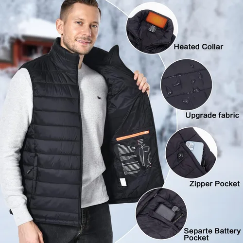 Miniatura 4 de uupalee Chaleco térmico para hombre, ropa ligera y cálida para exteriores, con batería