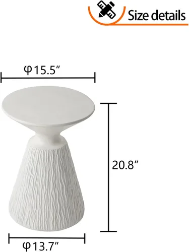 Miniatura 3 de HOMPUS Mesa auxiliar redonda para exteriores, mesa auxiliar de hormigón MgO Samll de hongos, mesa auxiliar ligera para patio, soporte para plantas