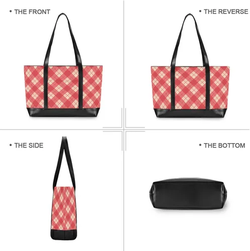 Miniatura 3 de Gingham Plaid Portable Bag With Laptop Compartment with Zipper Work Tote for Mom with maletin ejecutivo para mujer