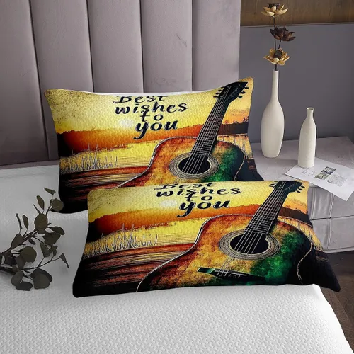 Miniatura 10 de Castle Fairy Cowboy Boots Bedspread Twin Size Bohemia Musical Guitar Coverlet Set Boys Bedroom Present Western Rustic Cowgirl Decor Bedding Set