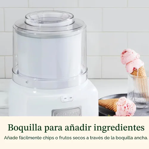Miniatura 6 de Máquina para hacer helado Cuisinart, máquina de 1.5 cuartos con doble aislamiento, para sorbete y yogur helado, lista en 20 minutos, ICE-21P1, blanca