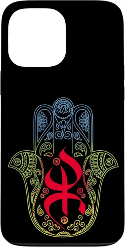 Funda para iPhone 13 Pro Max Khamsa Amazigh Berber con símbolo de Yaz con colores vibrantes de la bandera