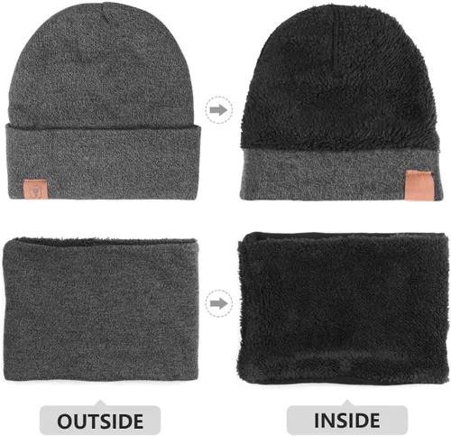 Miniatura 3 de Winter Beanie Daily Hat - Thermal Polar Fleece Ski Stocking Skull Cap for Men and Women Set