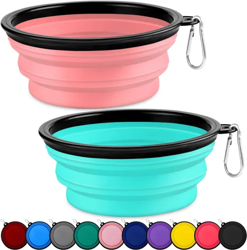 Miniatura 14 de Cuencos plegables para perros, paquete de 2 unidades de tamaño grande para perros grandes/medianos, cuencos de agua de viaje para mascotas, cuenco