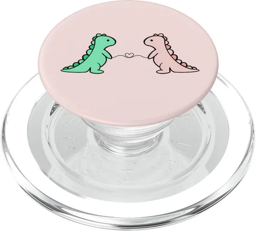 Miniatura 8 de Divertido y lindo dinosaurio T Rex verde dinosaurio y rosa para niñas, PopSockets intercambiables PopGrip
