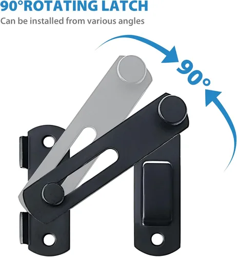 Miniatura 5 de Alise 2 pestillos de puerta abatibles, cerradura de puerta de seguridad de 4 pulgadas para valla de madera de granero, puertas francesas Negro mate
