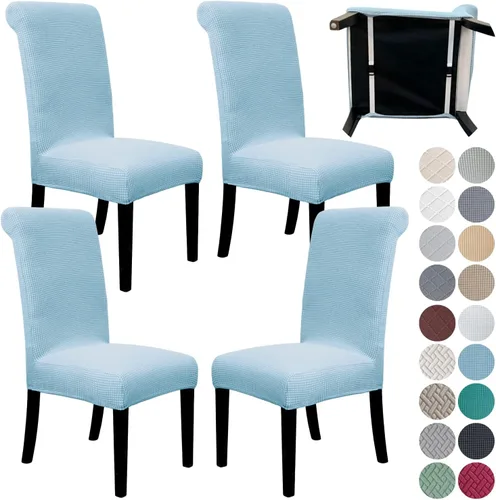 Miniatura 19 de SPRINGRICO Paquete de 2 fundas para sillas de comedor con cinturón de seguridad, fundas elásticas para sillas Parsons lavables, fundas protectoras