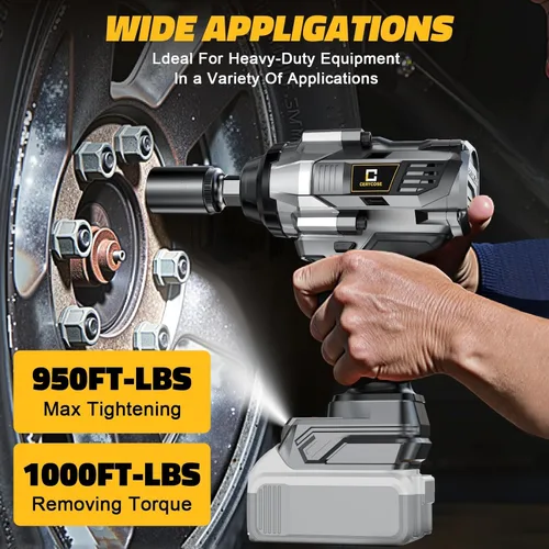 Miniatura 4 de Cerycose Llave de Impacto Inalámbrica de 1000 Pies-Libras para Batería Dewalt, Pistola de Impacto Eléctrica sin Escobillas de 1/2 Pulgada 1360N.m