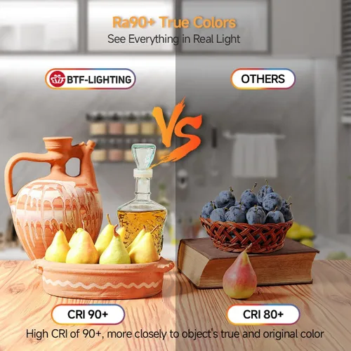 Miniatura 5 de BTF-LIGHTING FCOB COB - Tira de luces LED CCT IP65, flexible, de alta densidad, 16.4 pies, 640LED/m, sintonizable, 3000K-6000K DC12V CRI 90+, cinta