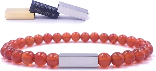 Miniatura 55 de Pulseras de cuentas personalizadas, Pulsera de piedras preciosas de 0.236 in, Pulsera grabada con láser, Pulsera de piedra natural, Pulseras unisex