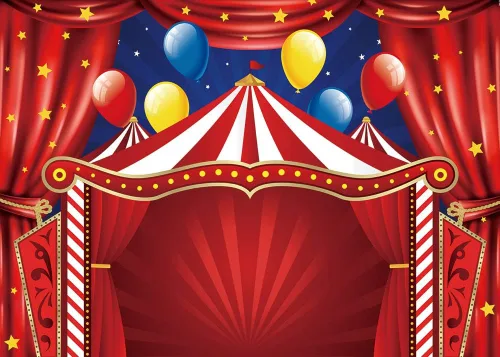 Miniatura 7 de Telón de fondo de carpa de circo roja Big Top temática de carnaval fiesta de cumpleaños fondo de fotografía para recién nacidos baby shower cabinas