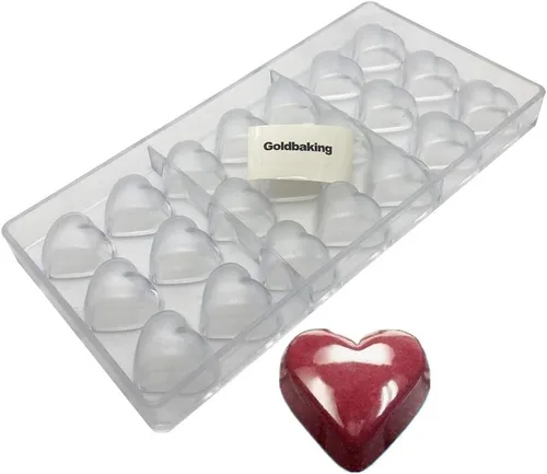 Miniatura 9 de Goldbaking Molde de chocolate con forma de corazón de diamante Bandeja de caramelo de policarbonato