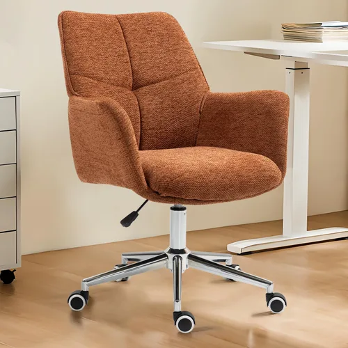 Miniatura 10 de Silla de escritorio para oficina en casa, silla ergonómica giratoria para computadora con ruedas giratorias, altura ajustable, sillón tapizado
