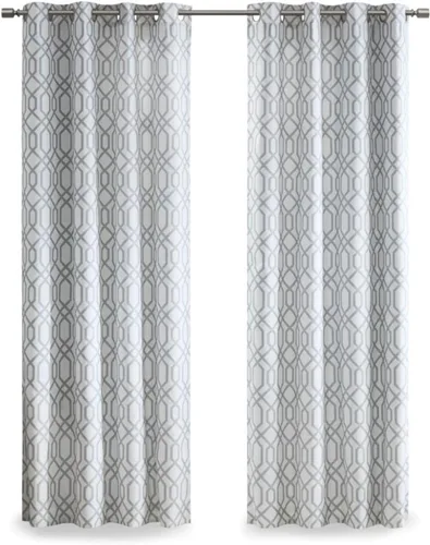 Sun Smart Albina - Cortina opaca de eficiencia energética para dormitorio, textura Ogee de lujo, paquete de 1 panel para ventana, sala de estar,