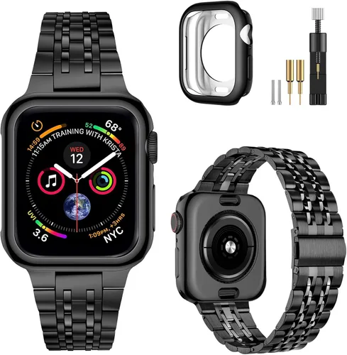 Miniatura 29 de MioHHR - Correa compatible con Apple Watch de 49 mm Ultra 3/2/1, correa de metal de acero inoxidable sólida para iWatch 49 mm Series Ultra 3/2/1