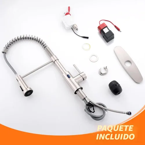 Miniatura 8 de Grifo de cocina sin contacto con rociador extraíble, luz LED, grifo de fregadero de cocina de una sola manija, sensor de movimiento, manos libres, A