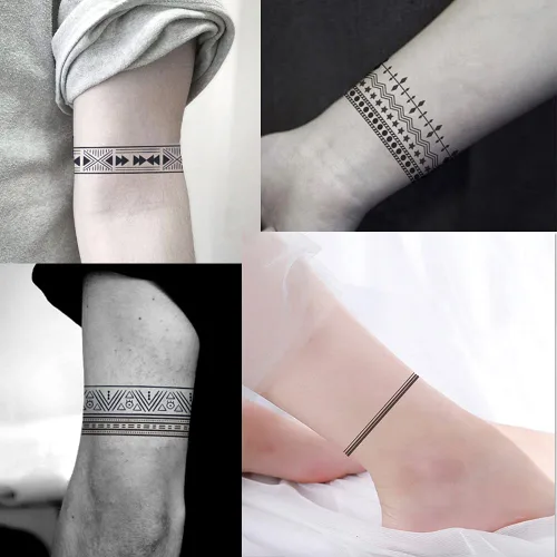 Miniatura 2 de Everjoy Más de 10 diseños impermeables brazo muñeca pierna círculo falso tatuaje temporal pegatinas - brazalete tribal bohemio negro