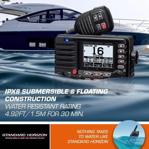 Miniatura 6 de Standard Horizon Quantum GX6000 VHF de montaje fijo de grado comercial de 25 W con NMEA 2000, receptor AIS integrado y micrófono de altavoz
