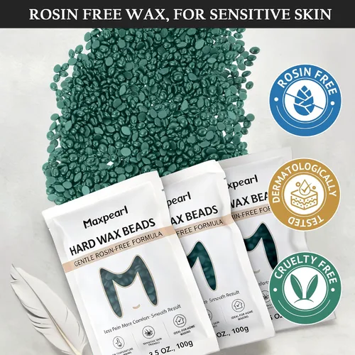 Miniatura 2 de Maxpearl Cuentas de cera dura sin colofonia, 10.5 onzas (10.58 oz), para pieles sensibles, granos de cera para depilación Branzilan, bikini, cara