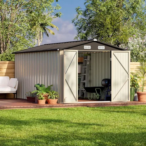 Miniatura 22 de Patiowell Cobertizo de almacenamiento al aire libre de 5 x 3 pies, cobertizo de herramientas con techo inclinado y puerta con cerradura, cobertizo