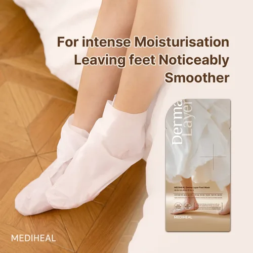 Miniatura 3 de MEDIHEAL Derma Layer - Máscara para pies (5 unidades) para pies y dedos secos, talones agrietados, callos cuidado de la humedad con ceramidas