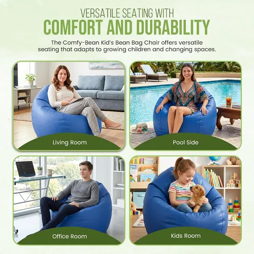 Miniatura 6 de Puf grande de vinilo marino – Puf impermeable para barcos y piscinas – con cuentas de poliestireno y silla rellena de espuma CertiPUR para adultos