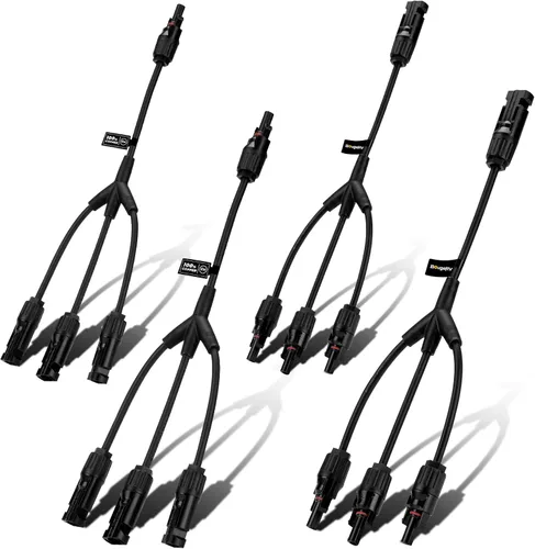 Miniatura 16 de BougeRV 2 pares de conectores solares Y rama paralelo adaptador cable cable enchufe kit de herramientas para panel solar