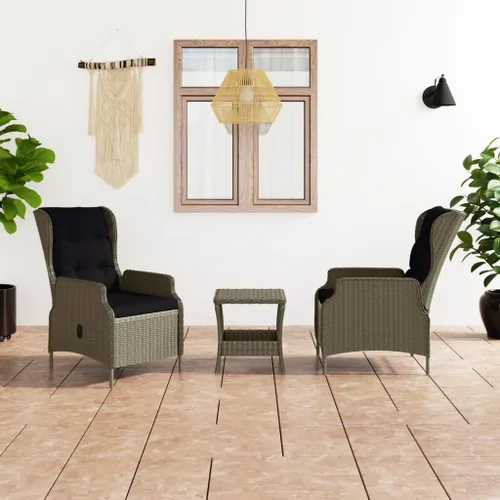 Miniatura 11 de Ensemble Salon de Jardin 3 Pièces Gris Anthracite et Noir, Mobilier d'Extérieur Moderne avec Cousins Confortables pour Balcon, Terrasse ou Patio