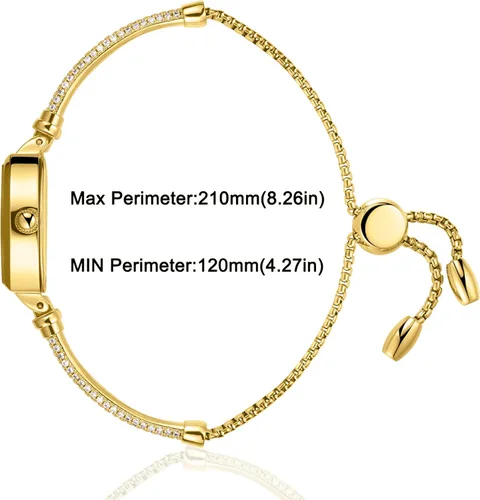 Miniatura 4 de Reloj de mujer JIANDUN pequeño hexagonal dorado, reloj de pulsera de diamante con acento, impermeable y elegante Negro dorado