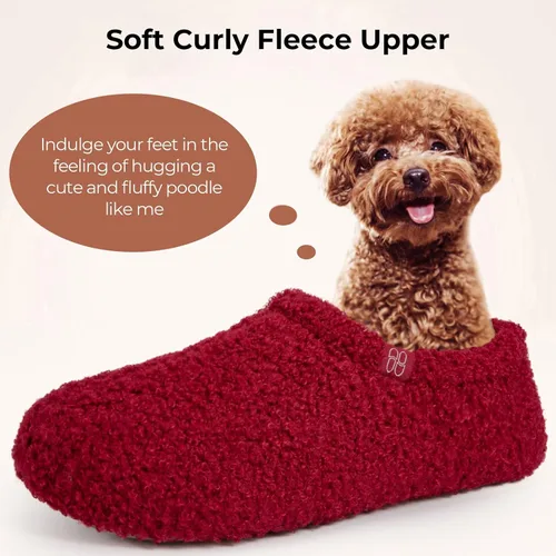 Miniatura 3 de HomeTop Mocasines de espuma viscoelástica de piel rizada y mullida con forro polar