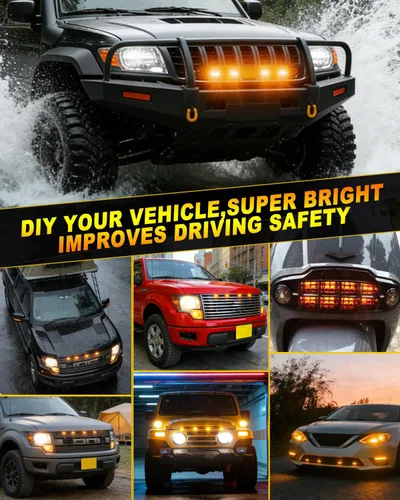 Miniatura 6 de Luz de rejilla delantera para automóvil, luz ámbar de circulación diurna, luz de advertencia decorativa para Ford Toyota Raptor Jeep, vehículos