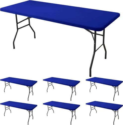 Miniatura 21 de Mantel de elastano para mesas rectangulares de 6 pies, paquete de 4 unidades, color azul aguamarina, para picnic al aire libre, manteles elásticos
