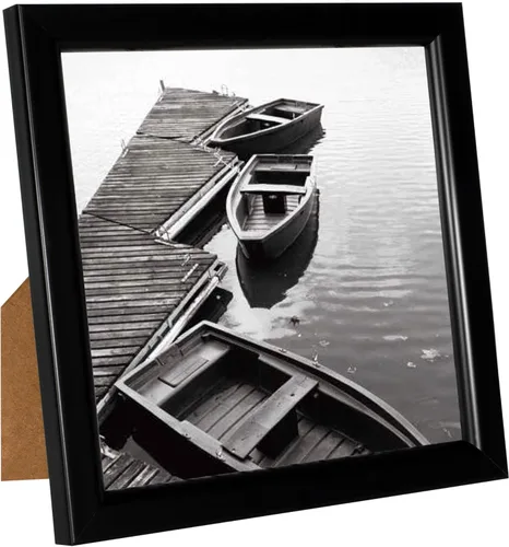 Giverny Marcos de fotos de 5 x 5 pulgadas, marcos de fotos negros para montaje en pared, marco de diseño simple con acabado brillante, perfecto para