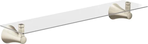 Moen Flara YB0390BN - Estante de tocador de baño de vidrio de níquel cepillado, 21 pulgadas de ancho x 5.19 pulgadas de profundidad x 3 pulgadas de