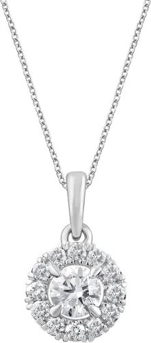 Diamante de 0.50 a 1.00 quilates, juego de puntas de oro blanco de 14 quilates, colgante de diamantes cultivados en laboratorio de corte redondo con