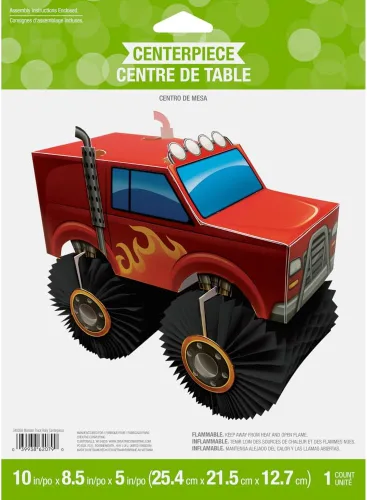 Miniatura 2 de Creative Converting Centro de mesa Monster Truck, 1 unidad, multicolor, 8.5" x 10