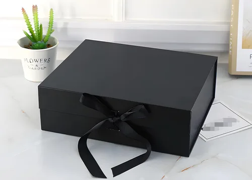 Miniatura 5 de RUIFYRAY Caja de regalo magnética de lujo negra con tapa, cintas y bolsa de regalo, tamaño mediano, 9.4 x 7 x 3 pulgadas, ideal para Navidad, Año
