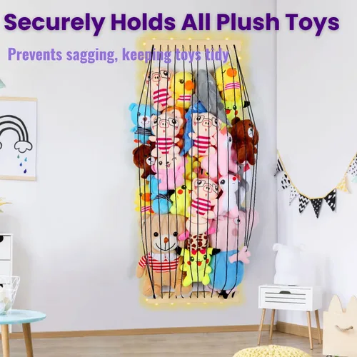Miniatura 8 de Almacenamiento de animales de peluche de madera suave para habitación de los niños, soporte de pared para colgar en la puerta, organizador