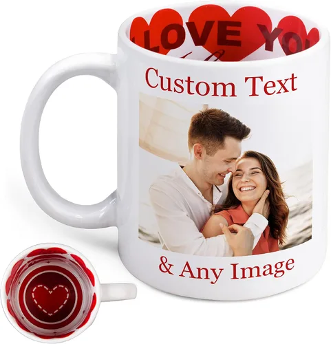 Taza personalizada con texto en inglés "I Love You", regalos personalizados para parejas, regalos románticos con fotos para el día de San Valentín,