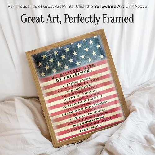 Miniatura 2 de Juramento Militar de Reclutamiento ENMARCADO - Arte de pared patriótico de la bandera americana, decoración - Regalo para soldados, ejército