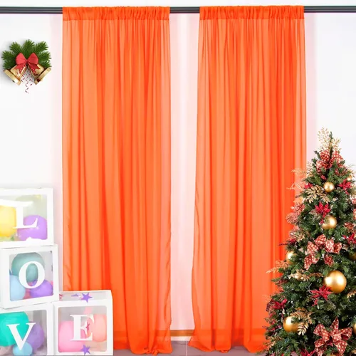 Miniatura 22 de DUOBAO Cortina de gasa naranja transparente de 10 pies, 2 paneles de 29 x 120 pulgadas, cortinas de tela de gasa para ceremonia de boda, cortinas