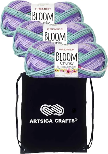 Miniatura 22 de Premier Yarns Bloom Chunky Gerbera 1114-21 - Hilo acrílico grueso y voluminoso #5 (3 madejas, el mismo lote de tinte) para ganchillo y tejer