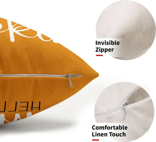Miniatura 2 de Juego de 2 fundas de almohada lumbar de otoño de 12 x 20 pulgadas, fundas de almohada rectangulares decorativas de otoño de lino naranja, juego de 2