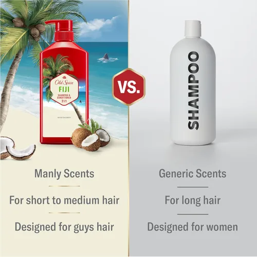 Miniatura 5 de Old Spice Fiji - Champú y acondicionador 2 en 1 (21.9 onzas líquidas, paquete de 2) + pomada (2.22 onzas, paquete de 2) paquete, sujeción flexible