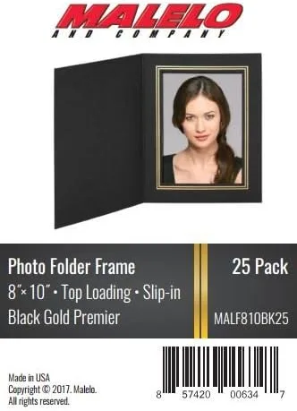 Miniatura 2 de Paquete de 100 carpetas de fotos de 4 x 6 pulgadas, color negro con borde de lámina dorada, marco de fotos de cartón, tarjetas de papel para fotos